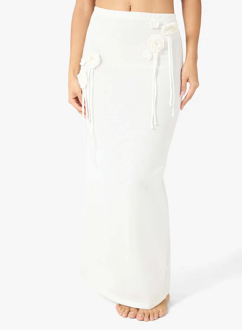 Ginger  Bikini Top & Crochet Maxi Skirt Set With Floral Embroidery for Women | Best Price UAE